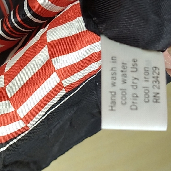 Francois Boucher Paris Black, Red & White 100% Acetate Hand Printed Scarf - Picture 7 of 8